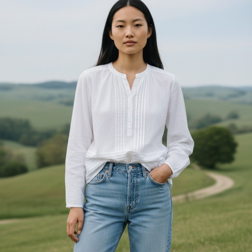White Long Sleeve Blouse by Cacharel.